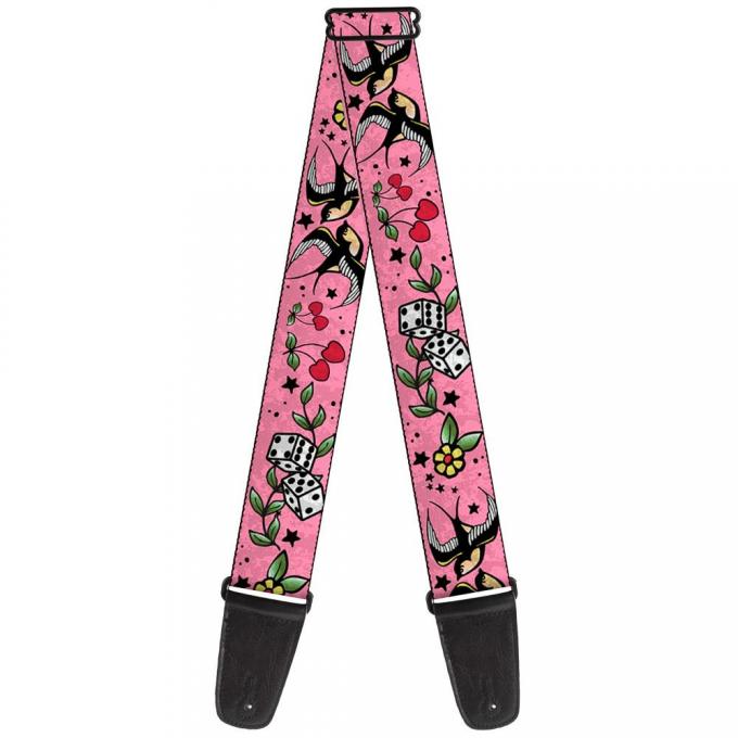 Guitar Strap - Lucky CLOSE-UP Pink