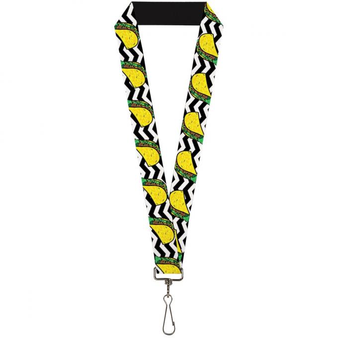 Buckle-Down Lanyard - Taco/Chevron Black/White