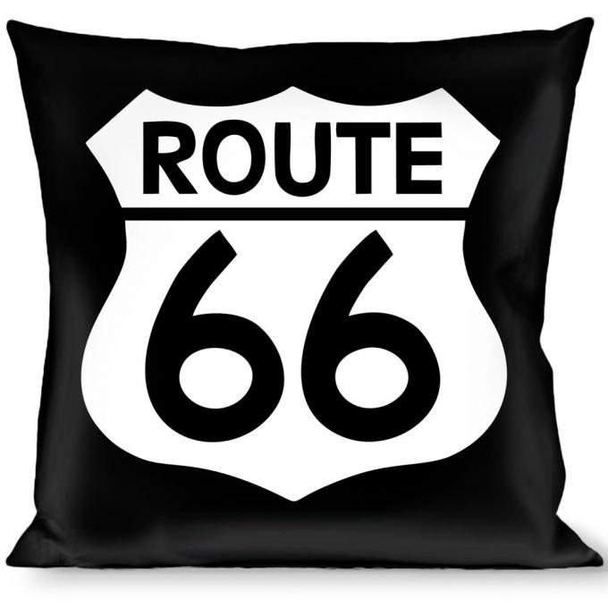 Buckle-Down Throw Pillow - ROUTE 66 Highway Sign Repeat Black/White