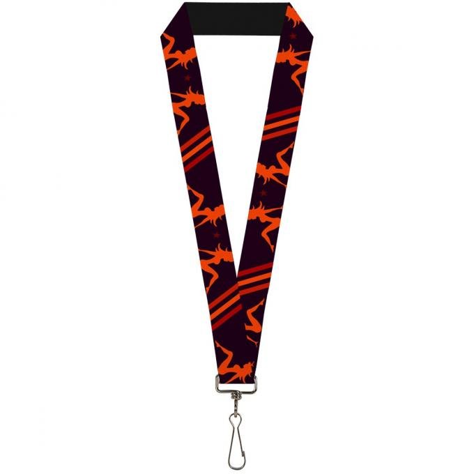 Buckle-Down Lanyard - Mud Flap Girls w/Stripes Black/Red/Orange