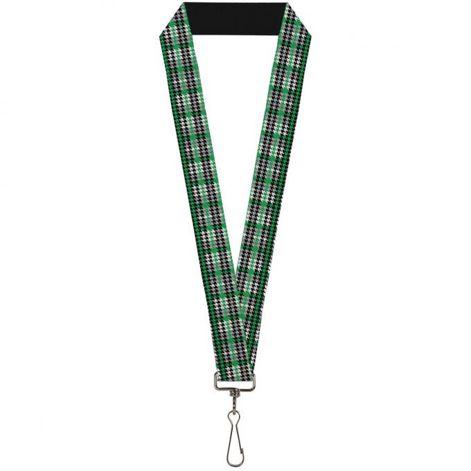Buckle-Down Lanyard - Mini Houndstooth Green/Black/Gray