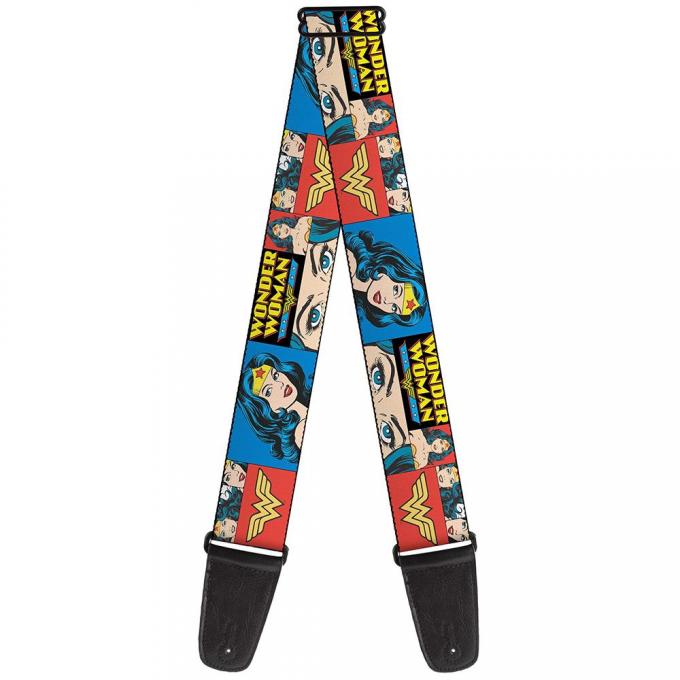 Guitar Strap - Wonder Woman Panels Blue