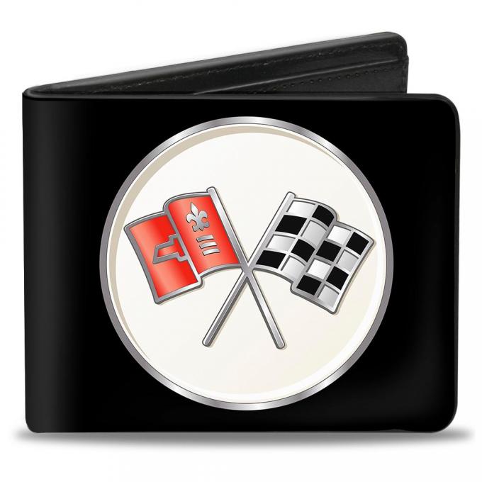Bi-Fold Wallet - Corvette C2 Flags Logo Black