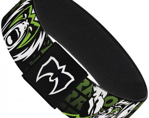 Elastic Bracelet - 1.0" - ULTIMATE WARRIOR Pose/Face Black/Green/White/Pink