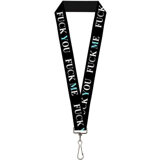 Buckle-Down Lanyard - FUCK YOU/FUCK ME Black/White/Blue