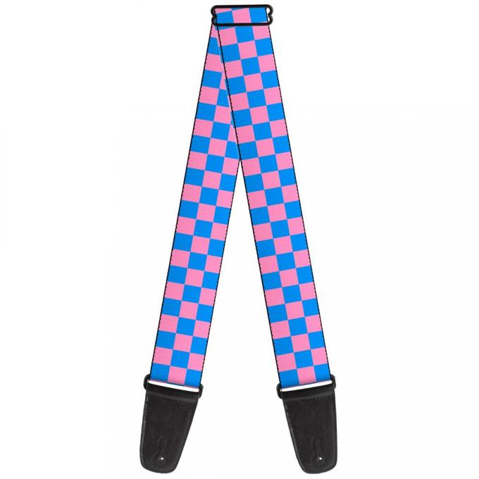 Guitar Strap - Checker Baby Pink/Baby Blue