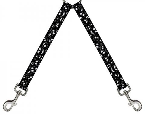 Dog Leash Splitter - Jack Outline Expressions Scattered Black/White