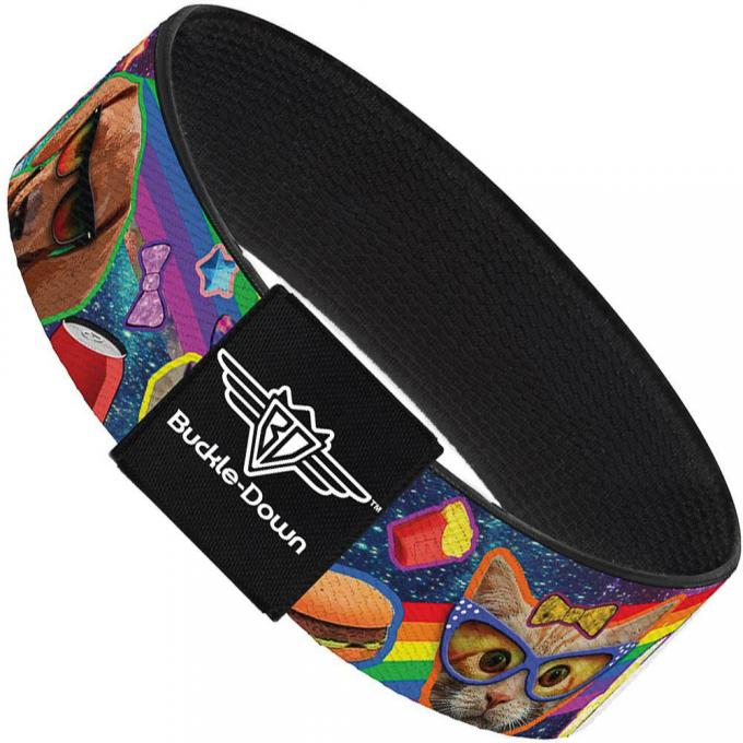 Buckle-Down Elastic Bracelet - Pets & Snacks Rainbow Collage