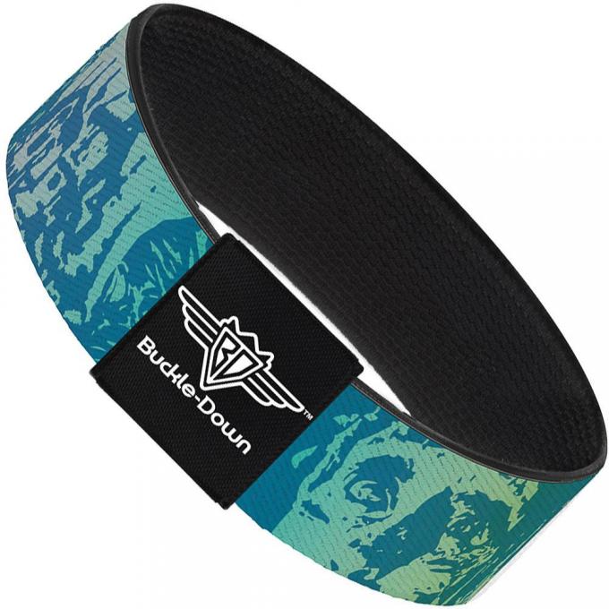 Buckle-Down Elastic Bracelet - Retro Monster Aqua