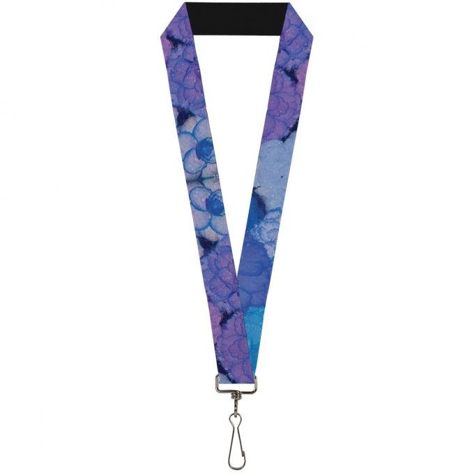 Buckle-Down Lanyard - Vivid Floral Collage3 Blues/Purples