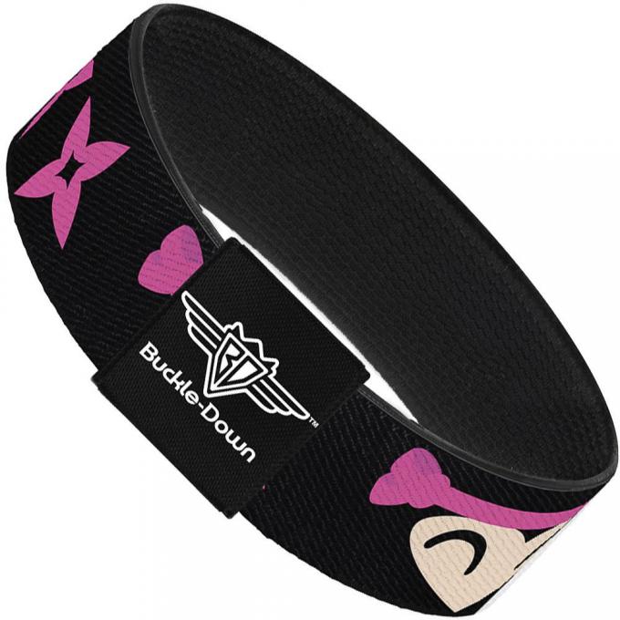 Buckle-Down Elastic Bracelet - Ninja Star Black/Pink