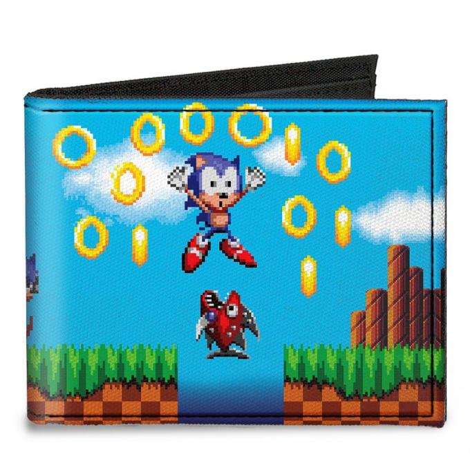 SONIC CLASSIC 
Canvas Bi-Fold Wallet - Sonic Pixelated Run/Game Over Fall Scene2