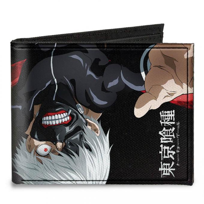 Canvas Bi-Fold Wallet - Masked Ken Kaneki Upside Down + TOKYO GHOUL Black/White/Red
