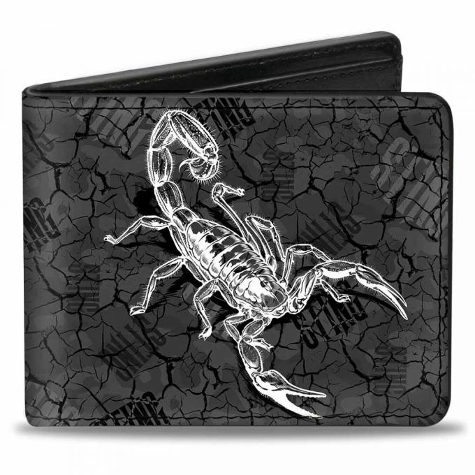 Bi-Fold Wallet - Sting Scorpion + THE STINGER Crackles Grays/Black/White/Red