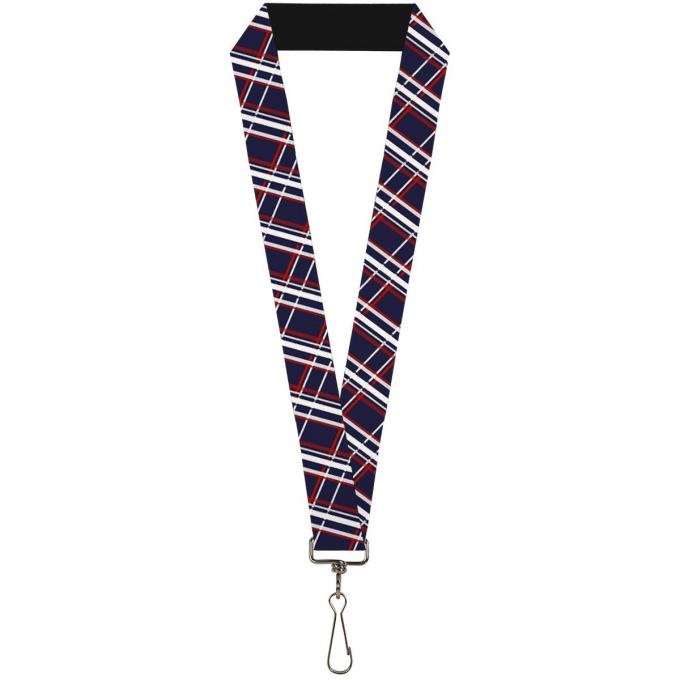 Buckle-Down Lanyard - Plaid X Blue/White/Red