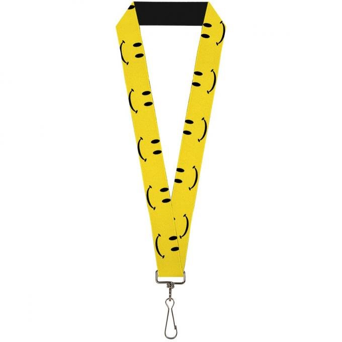 Buckle-Down Lanyard - Happy Face Yellow/Black