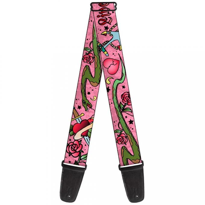 Guitar Strap - Live Hard Die Young Pink