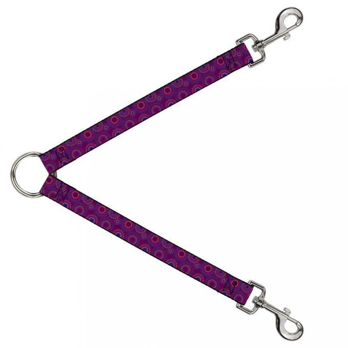 Dog Leash Splitter - Jagged Rings Purples/Blues/Yellow