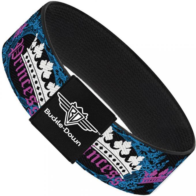 Buckle-Down Elastic Bracelet - Crown Princess Oval Black/Turquoise