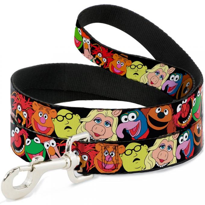 Dog Leash Muppets Faces Black