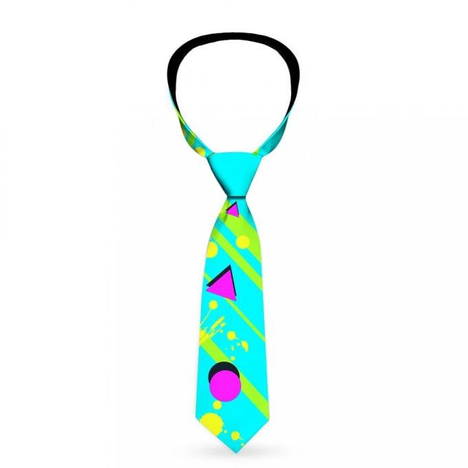 Buckle-Down Necktie - Eighties Party Blue/Yellow/Pink