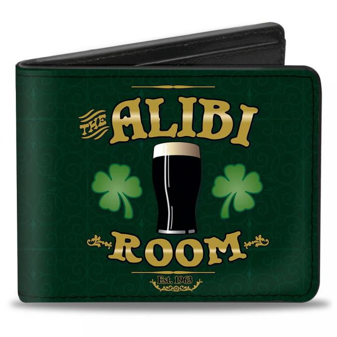 Bi-Fold Wallet - Shameless THE ALIBI ROOM Logo Greens/Golds