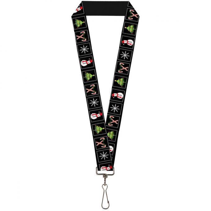 Buckle-Down Lanyard - Christmas Blocks Black/White/Multi Color