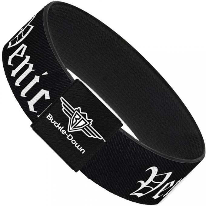 Buckle-Down Elastic Bracelet - VENICE Old English Black/White