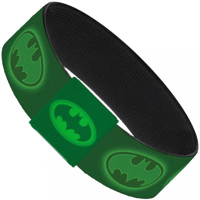 Elastic Bracelet - 1.0" - Glowing Bat Signals Greens