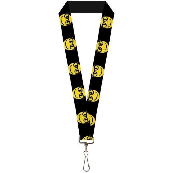 Buckle-Down Lanyard - Nerd Happy Face Black/Yellow/Black