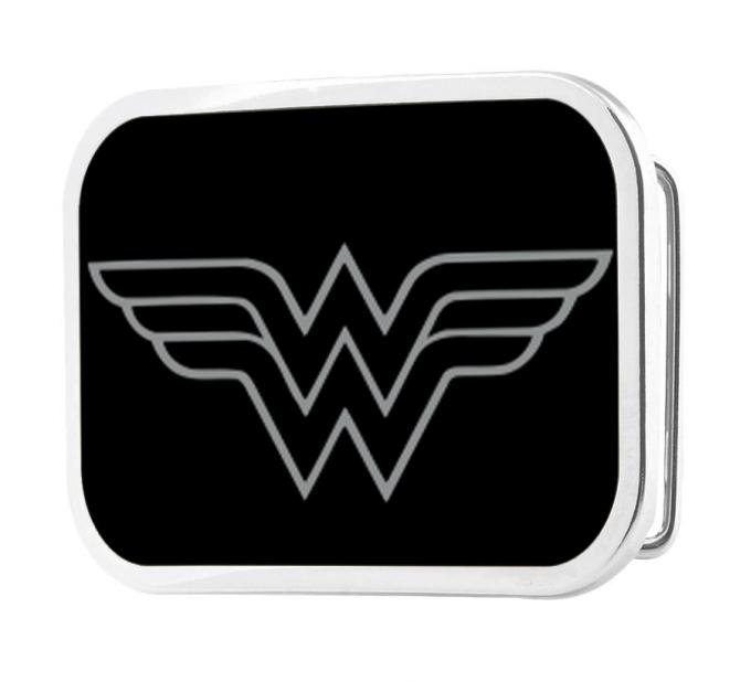 Wonder Woman Logo Framed Reverse Brushed - Chrome Rock Star Buckle
