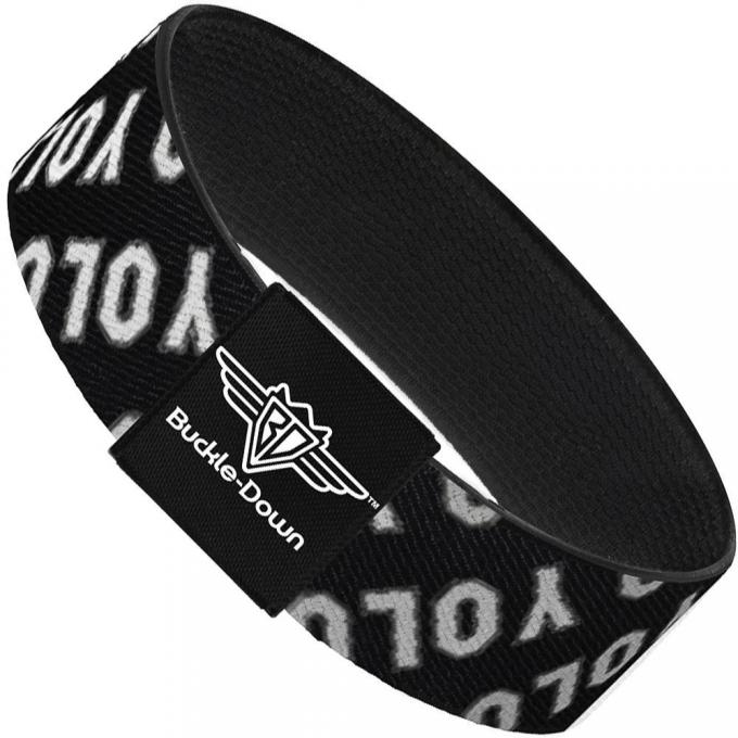 Buckle-Down Elastic Bracelet - YOLO Diagonal Black/Gray/White