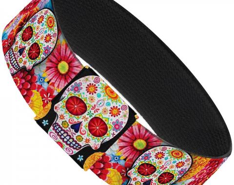 Elastic Bracelet - 1.0" - Sugar Skull Starburst White/Multi Color