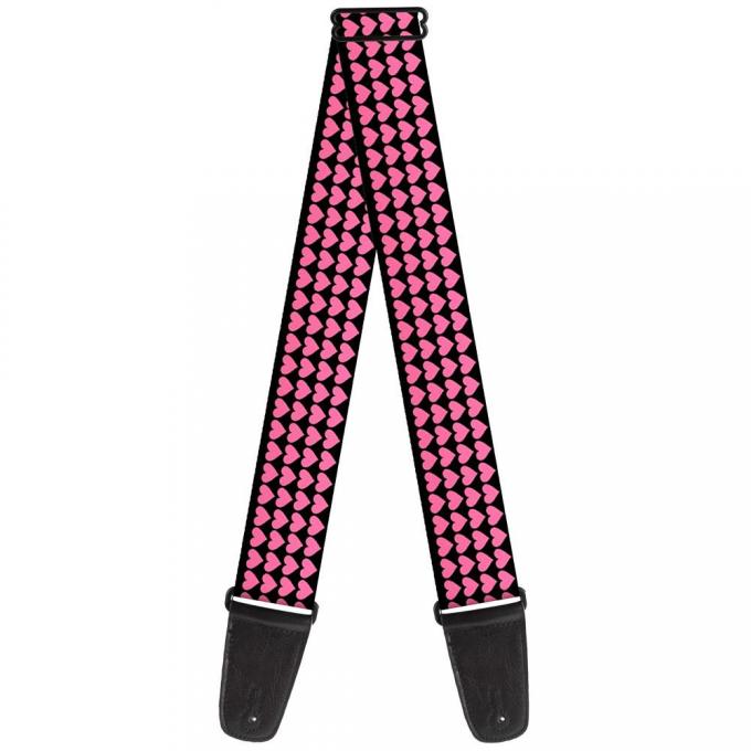 Guitar Strap - Mini Hearts Black/Pink