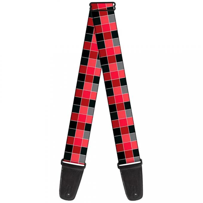 Guitar Strap - Checker Mosaic Red