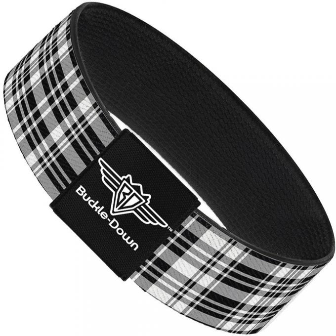 Buckle-Down Elastic Bracelet - Plaid Black/White