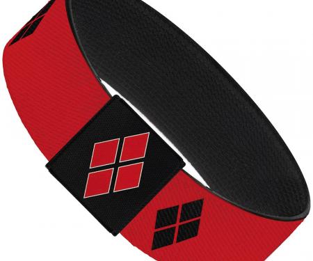 Elastic Bracelet - 1.0" - Harley Quinn Diamond Blocks2 Red/Black Black/Red