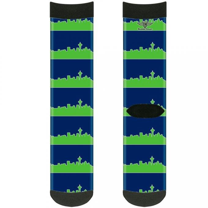 Sock Pair - Polyester - Seattle Skyline Navy/Gray/Green - CREW