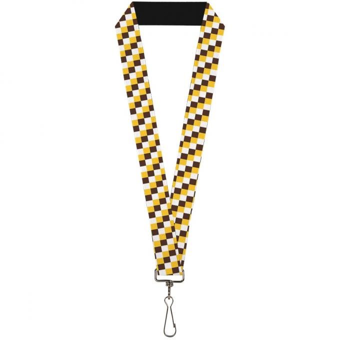 Buckle-Down Lanyard - Checker White/Gold/Brown