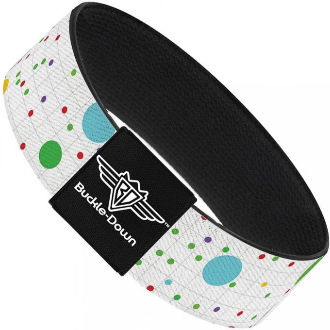 Buckle-Down Elastic Bracelet - Dots/Grid2 White/Gray/Multi Color