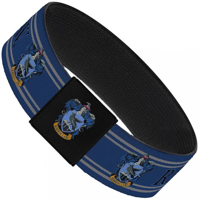 Elastic Bracelet - 1.0" - RAVENCLAW Crest/Stripe3 Blue/Gray/Black