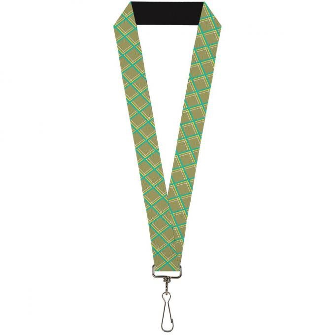 Buckle-Down Lanyard - Wire Grid Tan/Green/Yellow