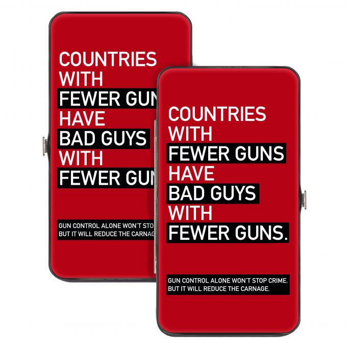 Hinged Wallet - FEWER GUNS = BAD GUYS WITH FEWER GUNS Red/White/Black/White