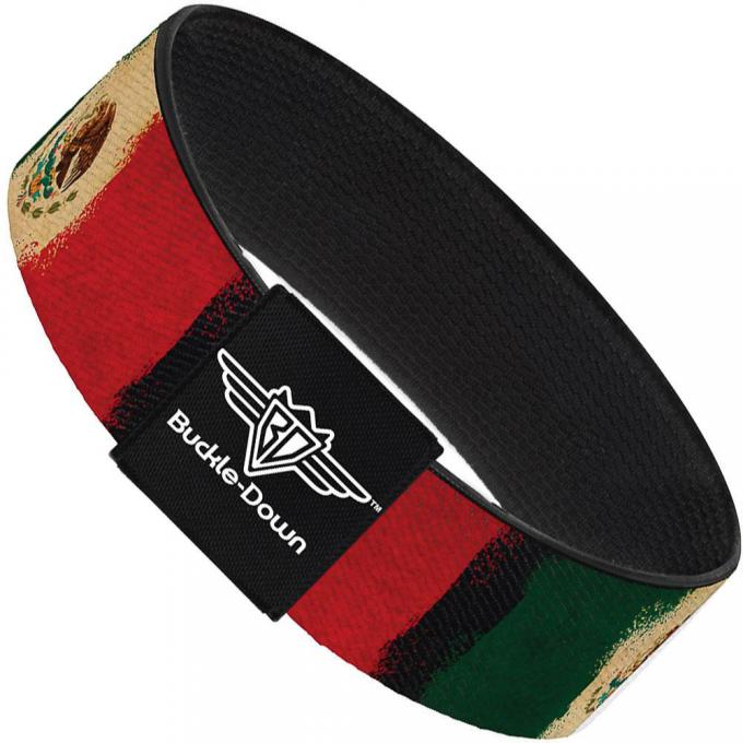 Buckle-Down Elastic Bracelet - Mexico Flag Distressed Painting