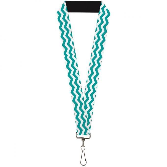 Buckle-Down Lanyard - Chevron Stripe White/Teal