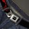SRT Logo Full Color Black/White Seatbelt Belt - Dodge SRT Hellcat Logo CLOSE-UP Black/Red Webbing