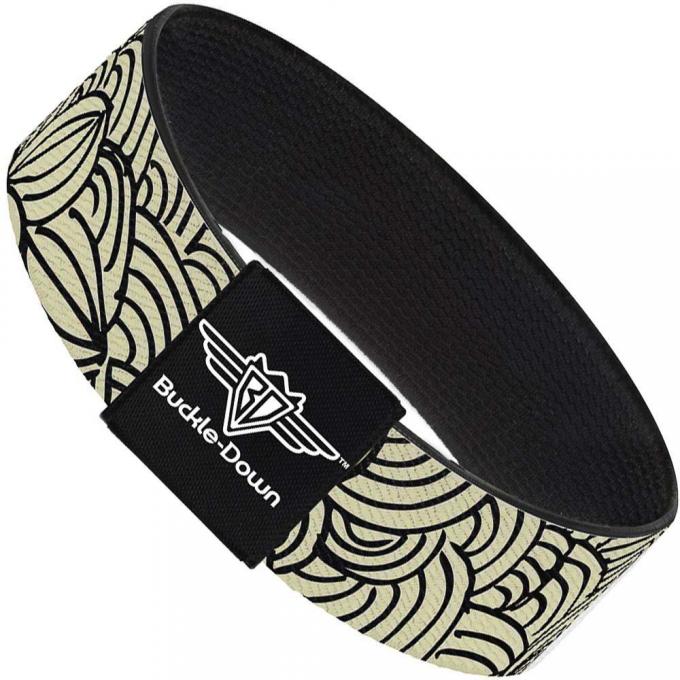 Buckle-Down Elastic Bracelet - Doodle1 Cream/Black