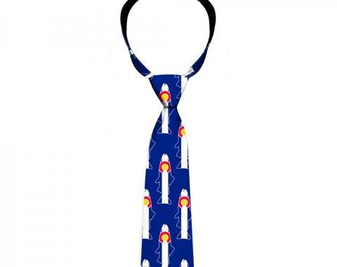 Buckle-Down Necktie - Colorado Trout Flag Blue/White/Red/Yellow