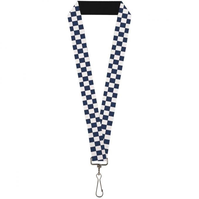 Buckle-Down Lanyard - Checker Sapphire Blue/White