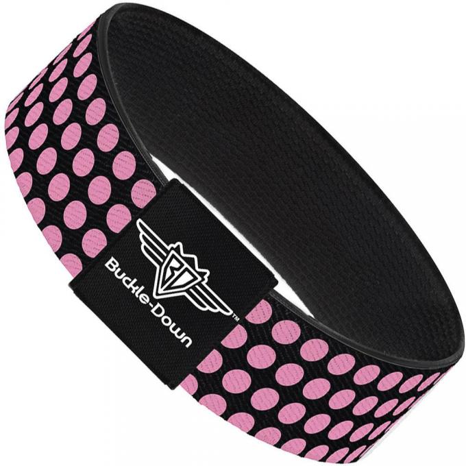 Buckle-Down Elastic Bracelet - Mini Polka Dots Black/Pink